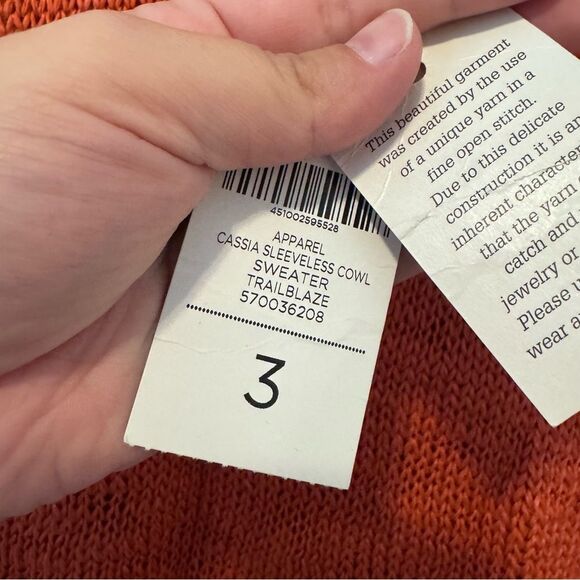 Chico’s Women’s Cassia Orange Cowl-Neck Sleeveless Tunic Sweater Size XL NWT - Picture 7 of 8